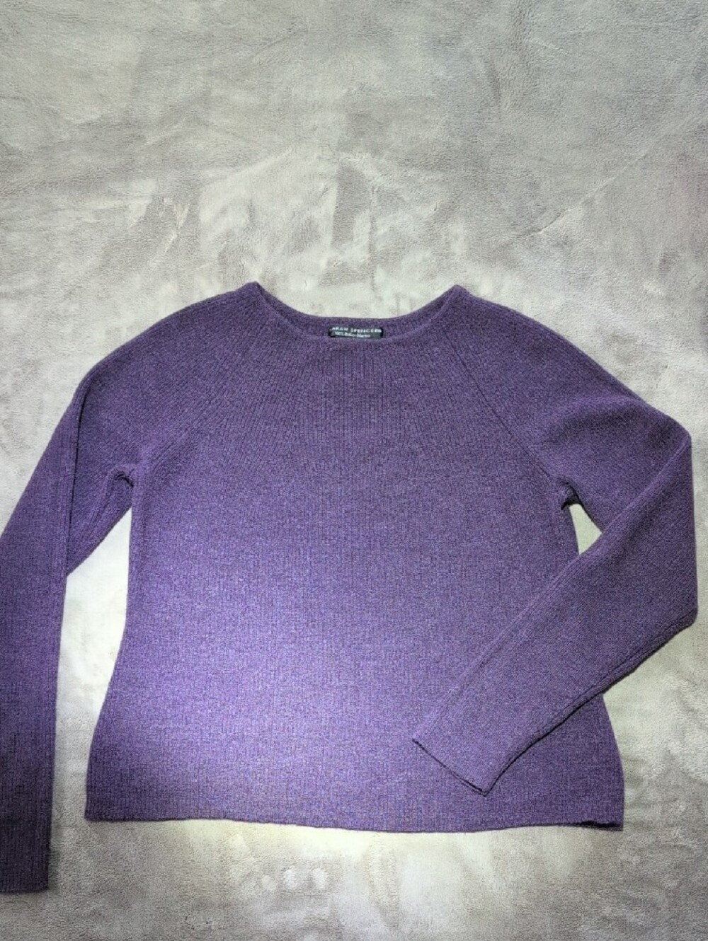 Sarah Spencer 100% Italian Merino Purple Crewneck Sweater